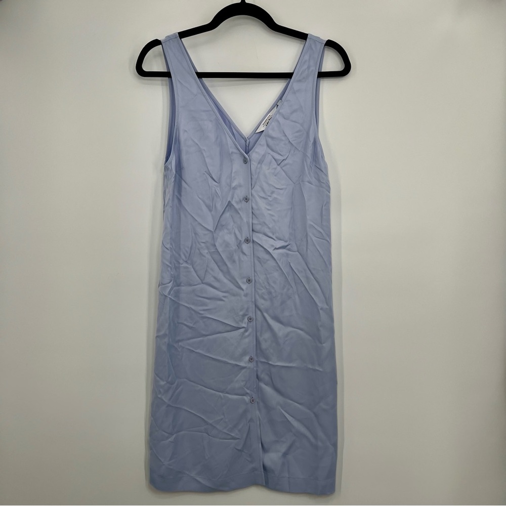 & Other Stories Eco Cupro Button Up Sleeveless Mini Shift Dress Blue EU 36 US 6 - Picture 6 of 11